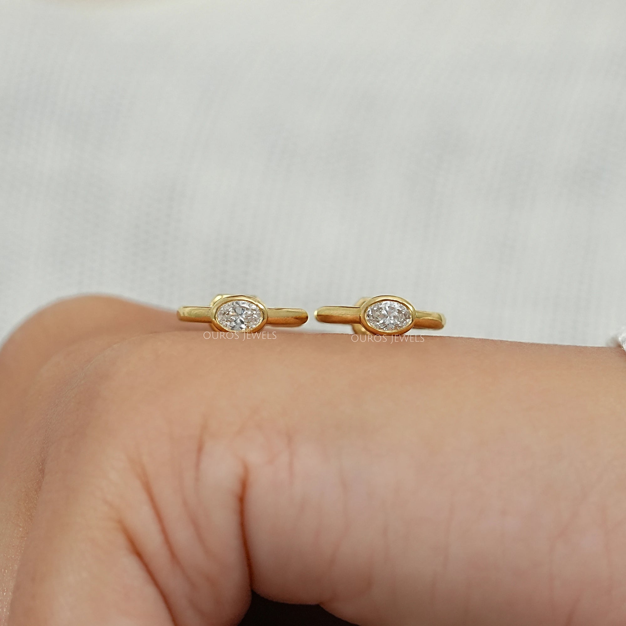 Two Stone Lab Diamond Bezel Set Hoop Earrings Earrings