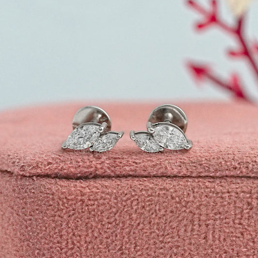 Two Stone Marquise Lab Diamond Stud Earrings