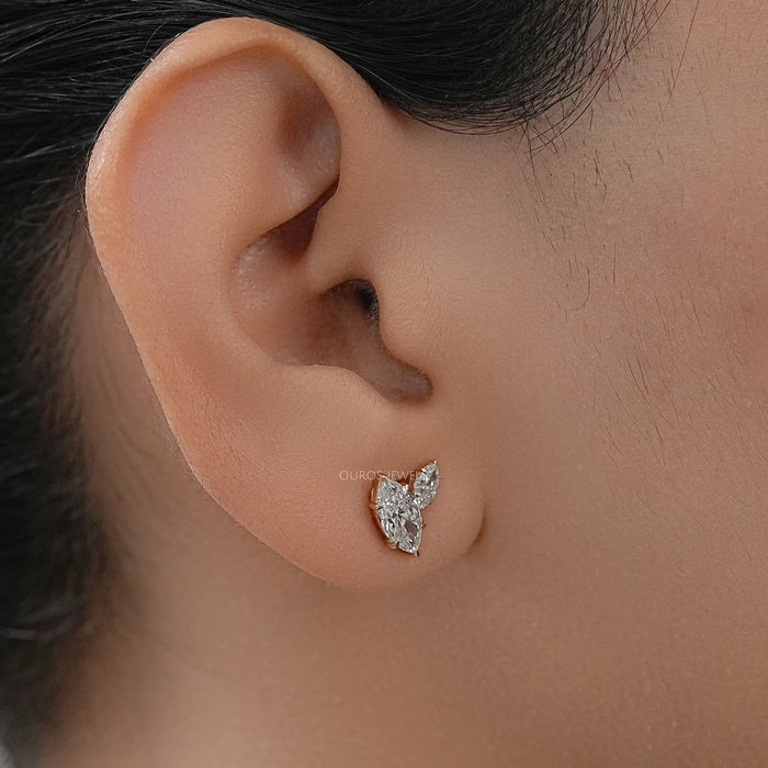 Twin Marquise Lab Diamond Stud Earrings