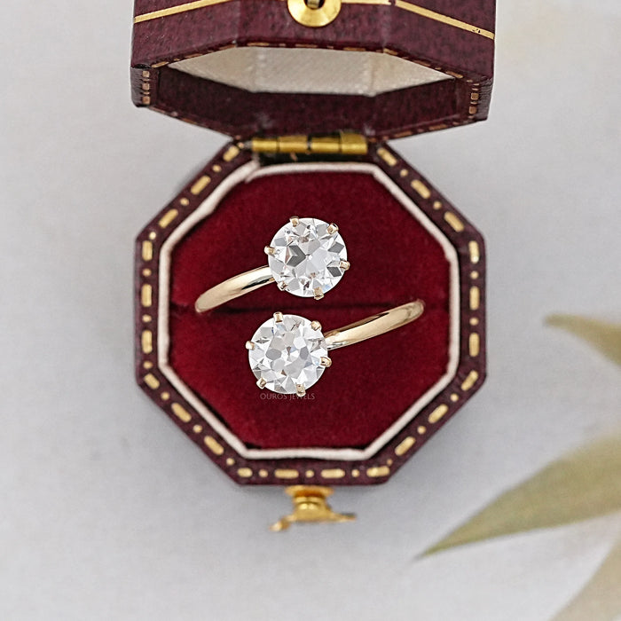 Old European Round Diamond Toi Et Moi Engagement Ring