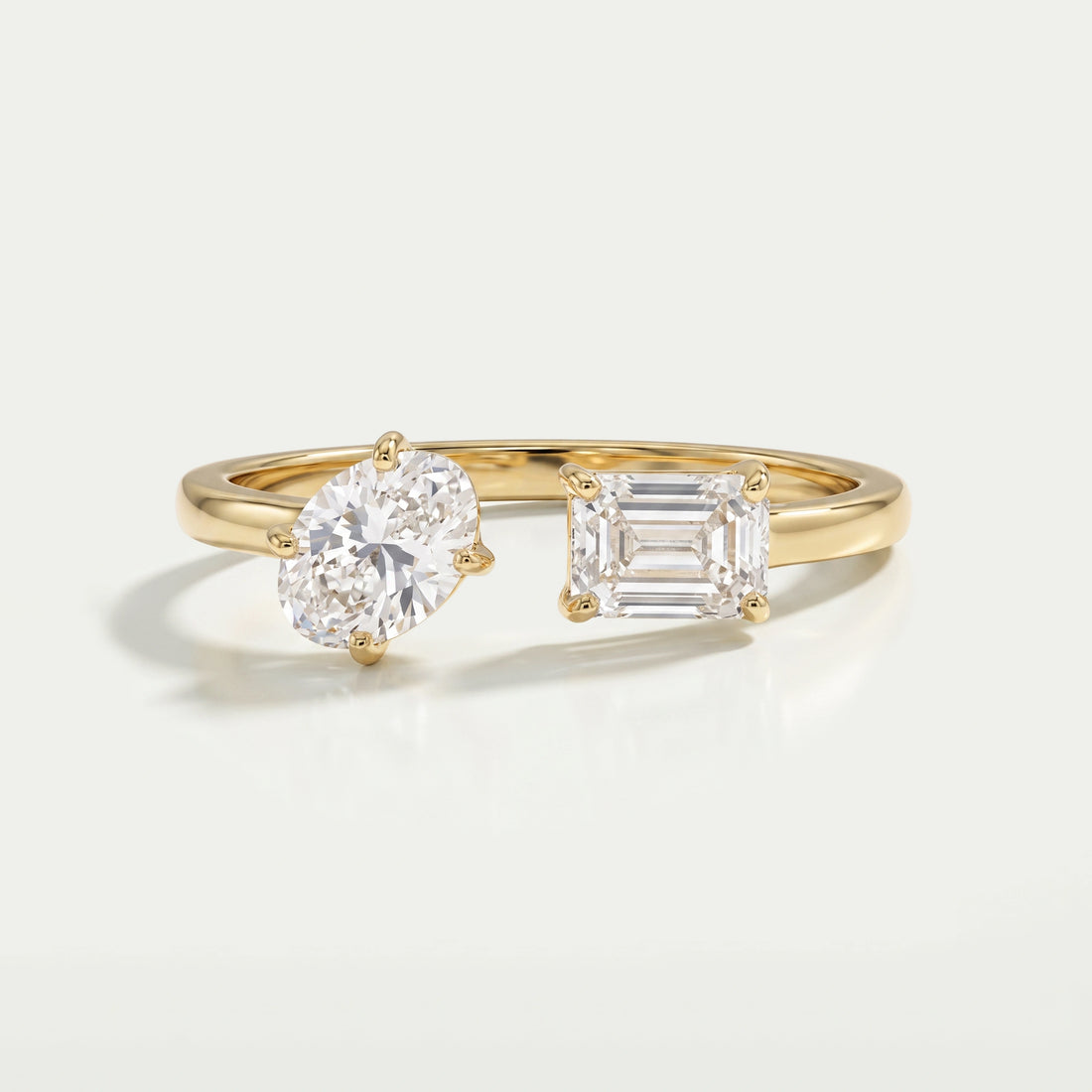 Oval And Emerald Diamond Toi Moi Engagement Ring