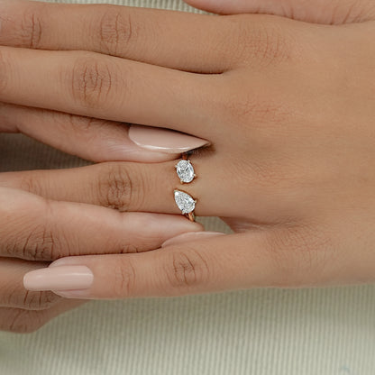 Pear And Oval Diamond Toi Et Moi Engagement Ring