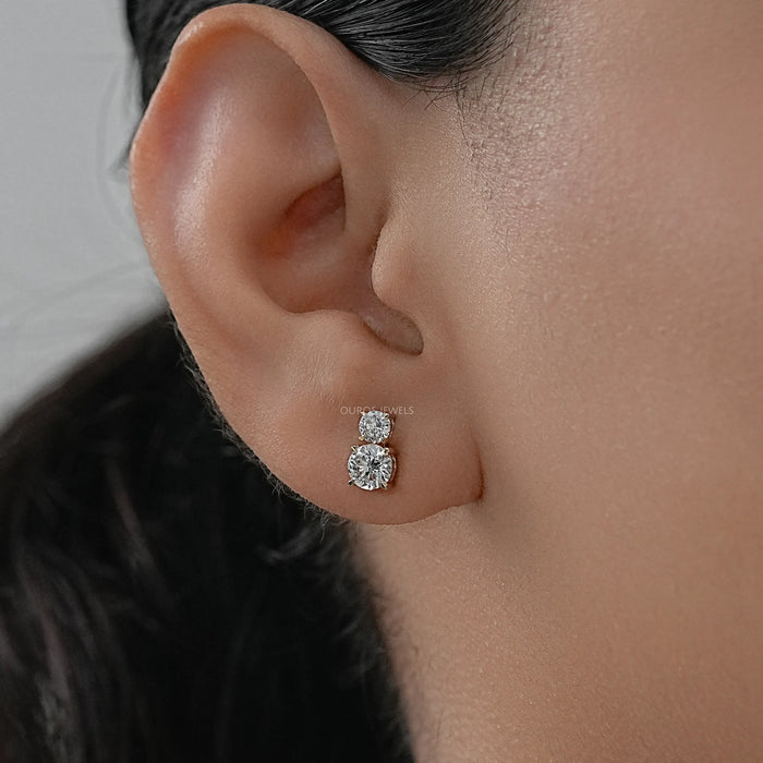 Round Lab Diamond Dual Stud Earrings
