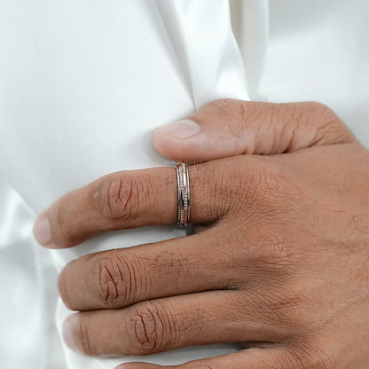 Two Tone Round Diamond Men's Band Ring