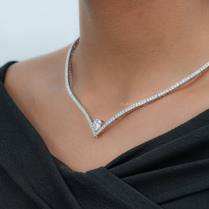 Heart & Round Lab Diamond Tennis Necklace