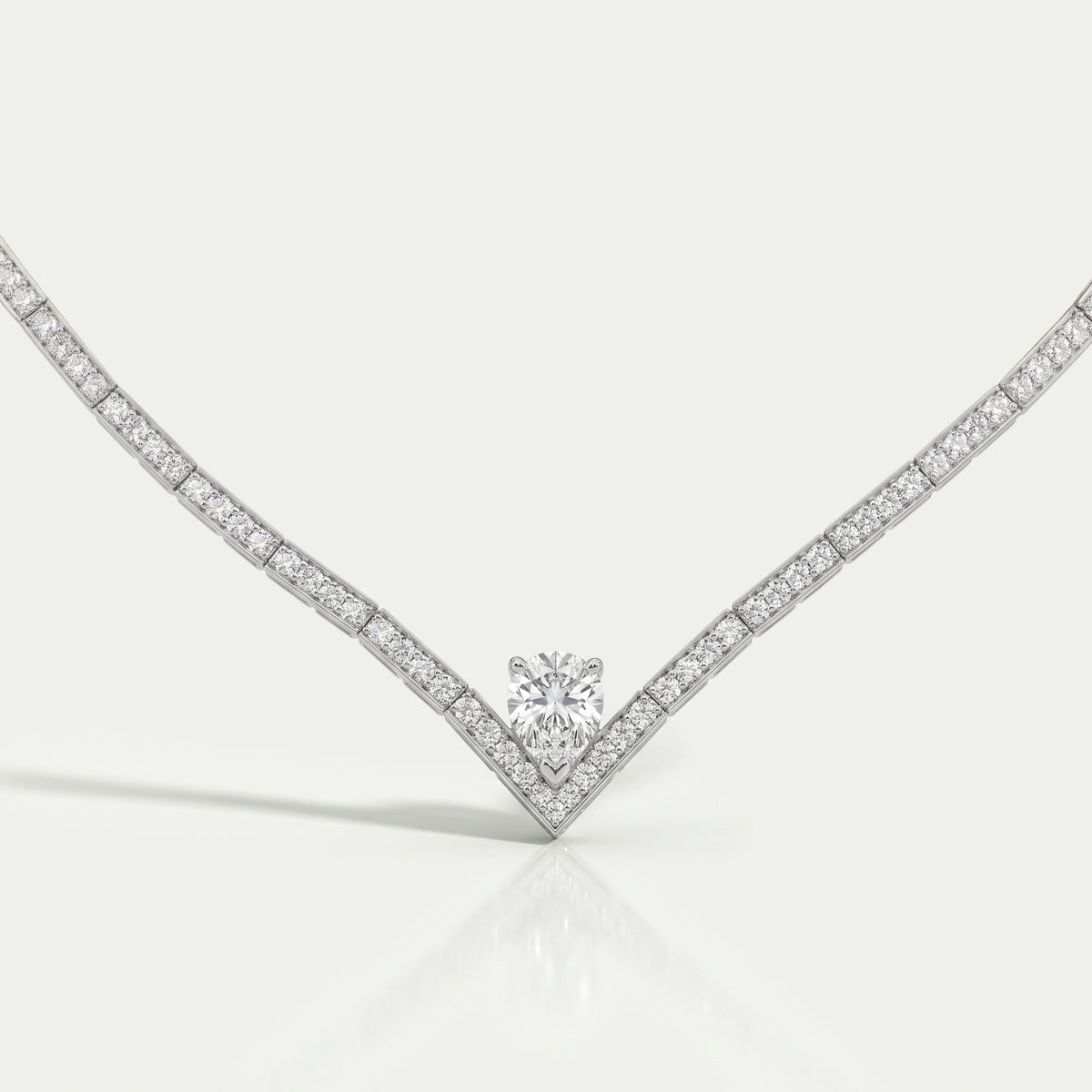 V - Shape Pear Diamond Drop Tennis Neckalce Necklaces