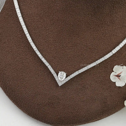 Heart & Round Lab Diamond Tennis Necklace