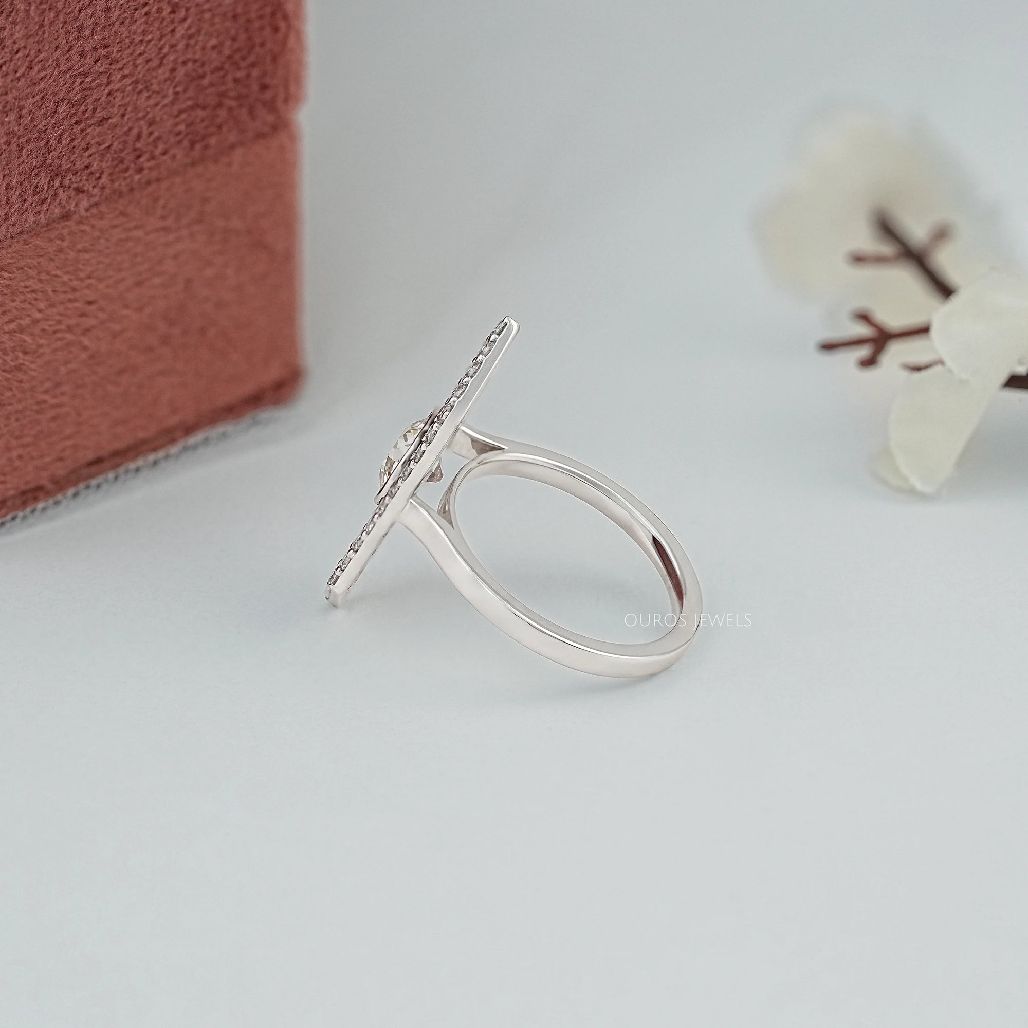 OEC Round Diamond Halo Black Enamel Ring Rings