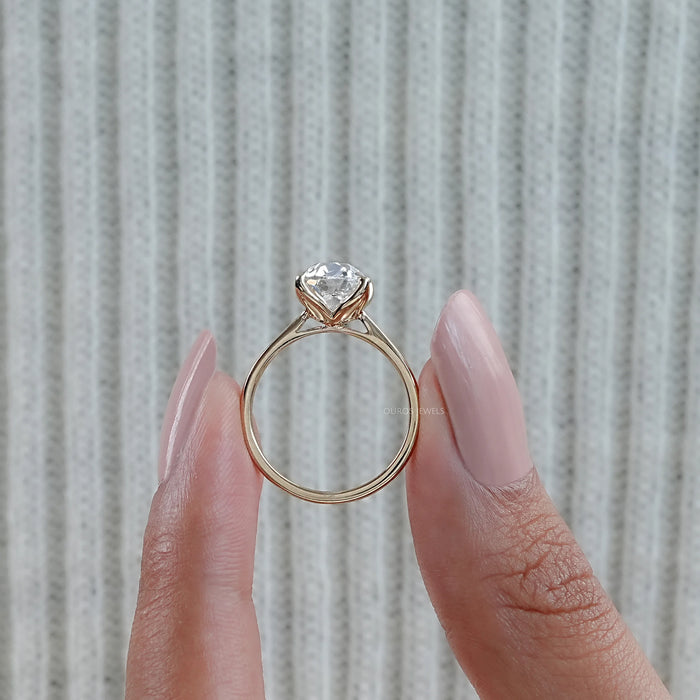 Old Mine Cushion Petal Solitaire Engagement Ring