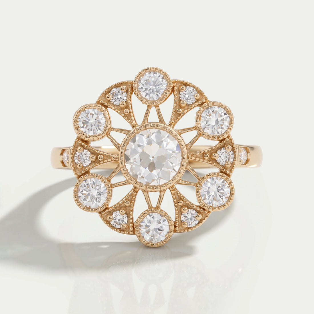 Vintage Old European Round Cut Flower Style Ring Ring
