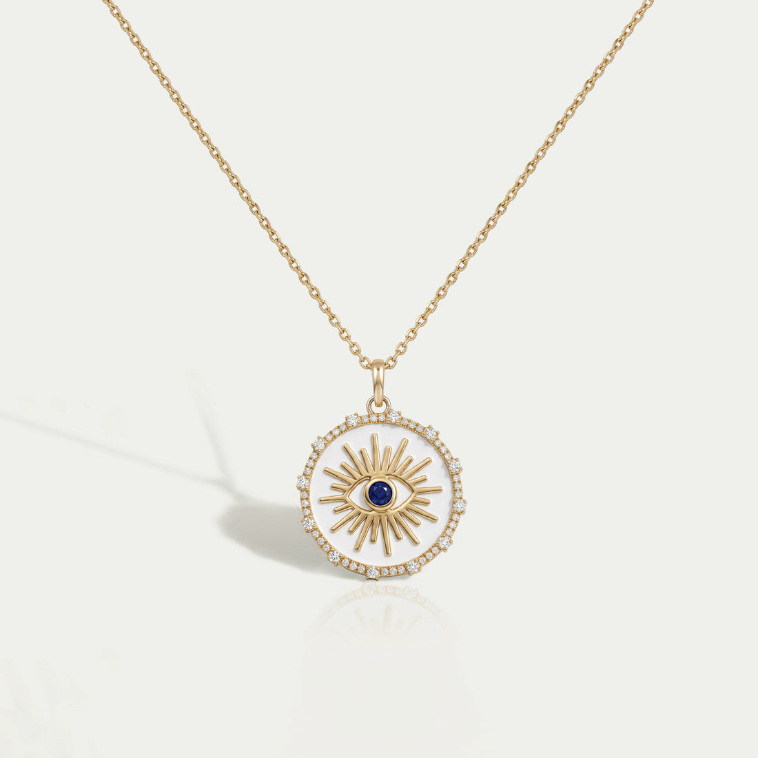 Antique Round Diamond Evil Eye Pendant Necklaces