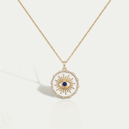 Antique Round Diamond Evil Eye Pendant Necklaces