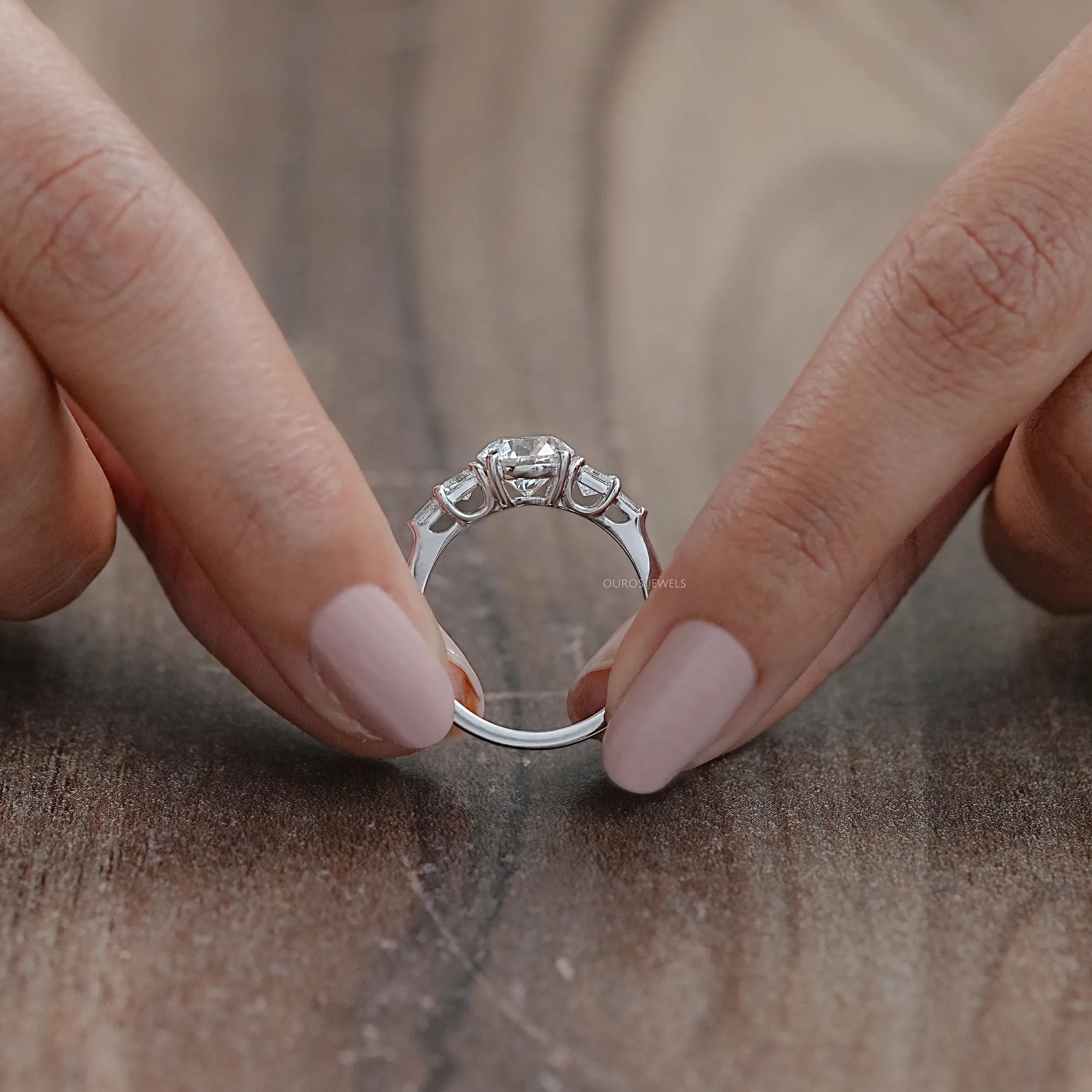 Round And Princess Diamond Seven Stone Engagement Ring Rings