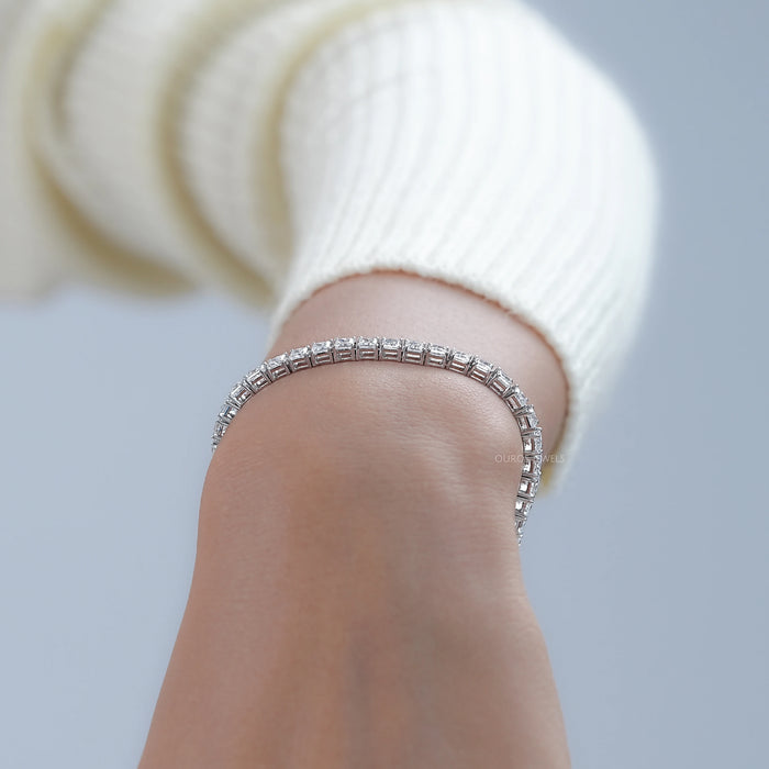 Princess Cut Lab Grown Diamond Tennis Bracelet 