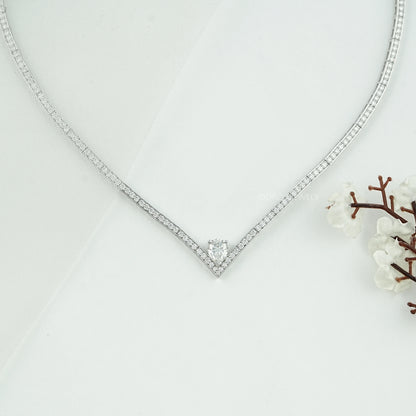 Heart & Round Lab Diamond Tennis Necklace