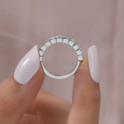 Asscher Cut Lab Diamond Half Eternity Wedding Band