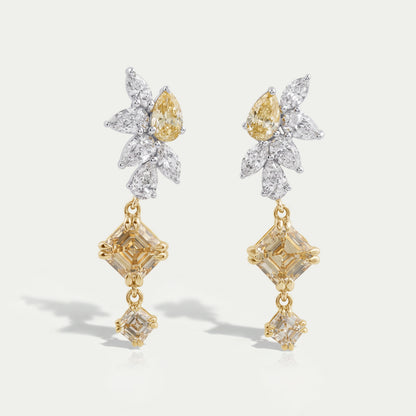 Yellow Asscher Lab Diamond Dangle Earring