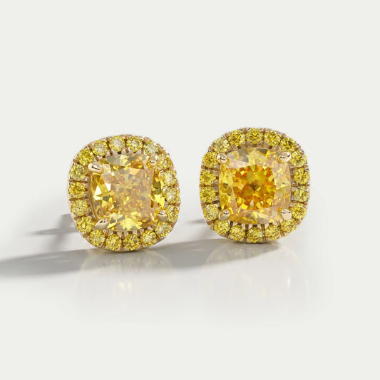 Yellow Cushion Diamond Lab Grown Earrings Earring