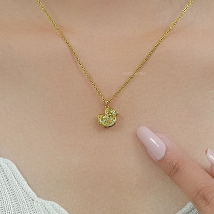 Yellow Duck Cut Diamond Bezel Set Pendant