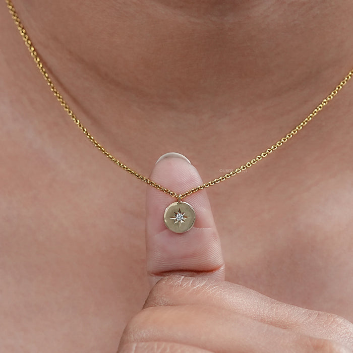 Star Round Shape Lab Diamond Solitaire Pendant