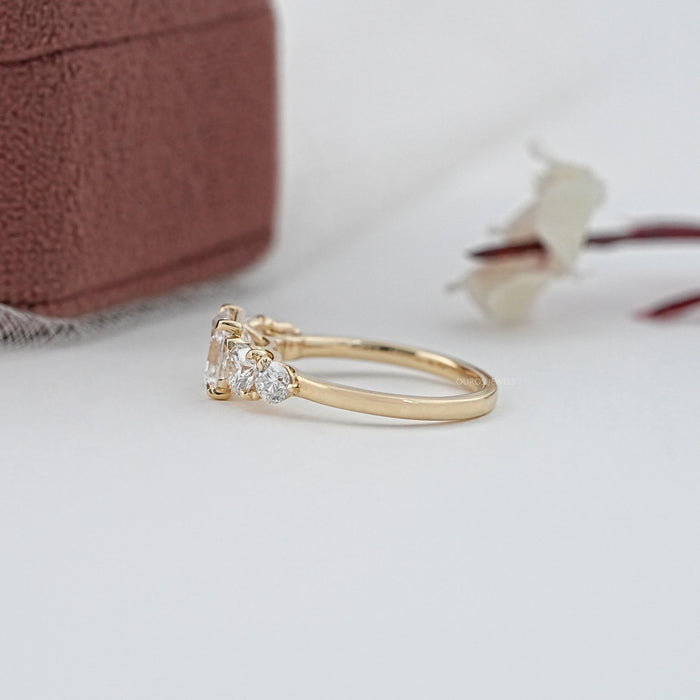 Five Stone Asscher Lab Grown Diamond Engagement Ring