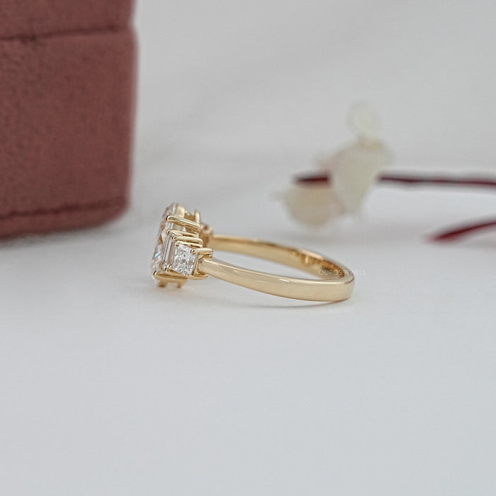 Oval And Baguette Diamond Five Stone Engagement Ring