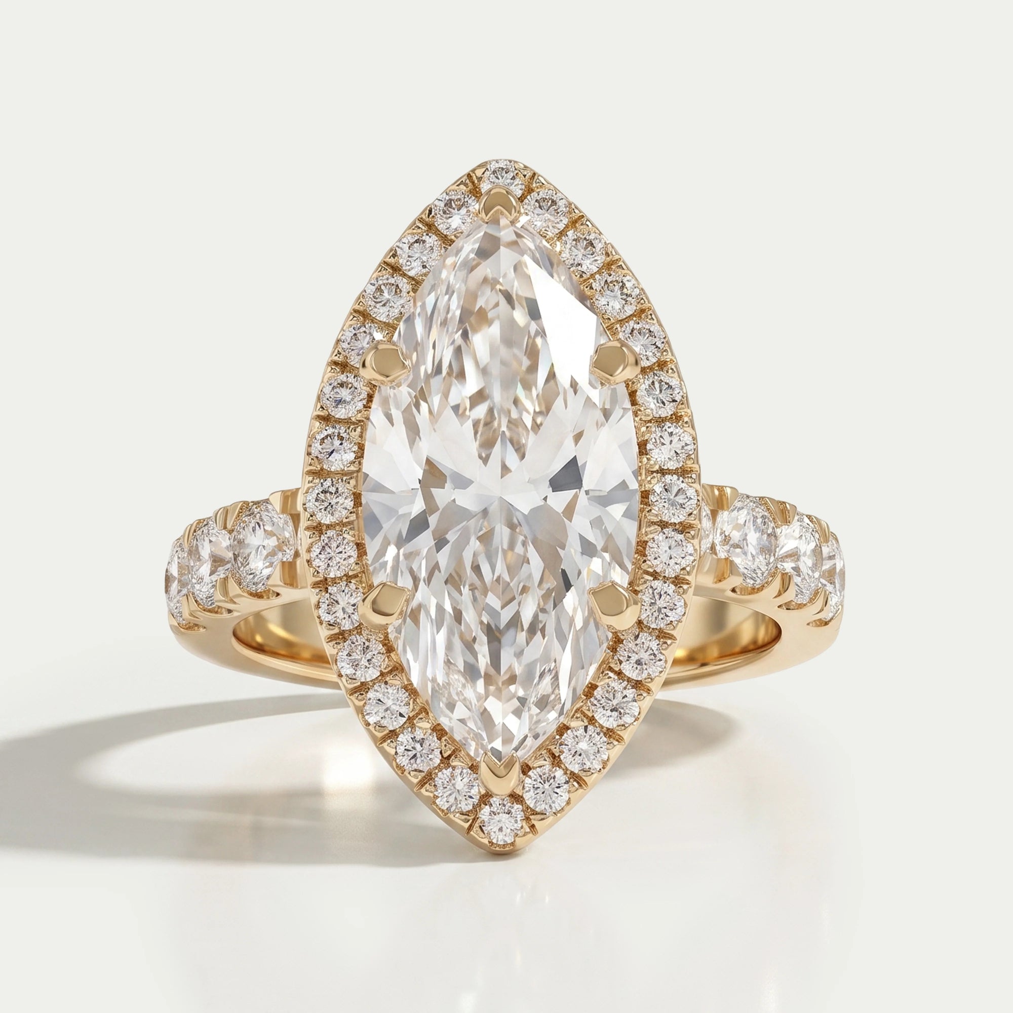 Marquise Diamond Hidden Halo Accent Diamond Ring Ring