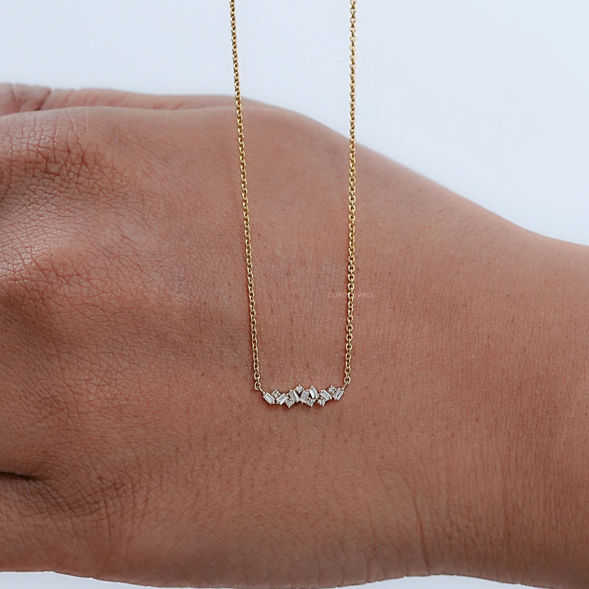 Baguette And Round Lab Diamond Pendant Necklaces