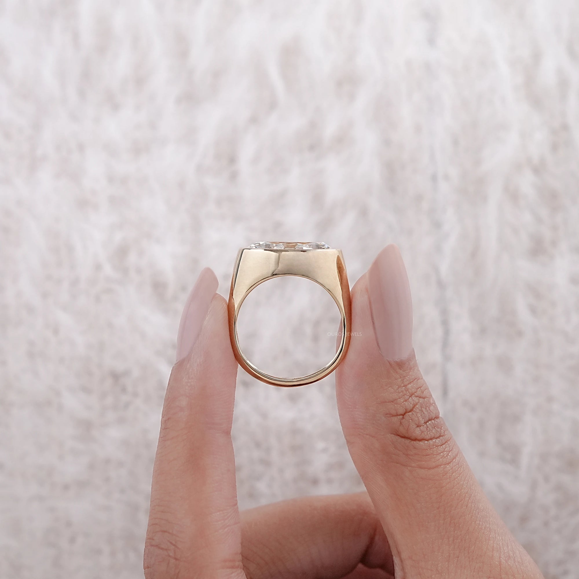 East West Old Mine Moval Cut Bezel Set Solitaire Ring Rings