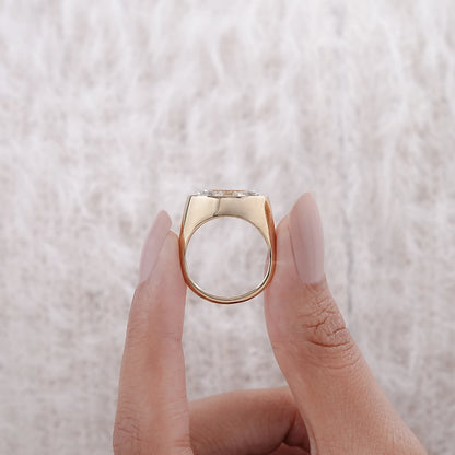 East West Old Mine Moval Cut Bezel Set Solitaire Ring Rings