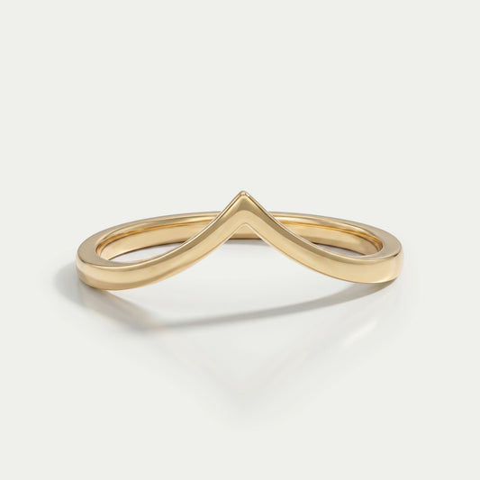 Yellow Gold Plain Curved Band Rings