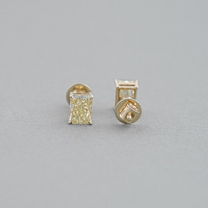 Yellow Radiant Lab Diamond Stud Earrings