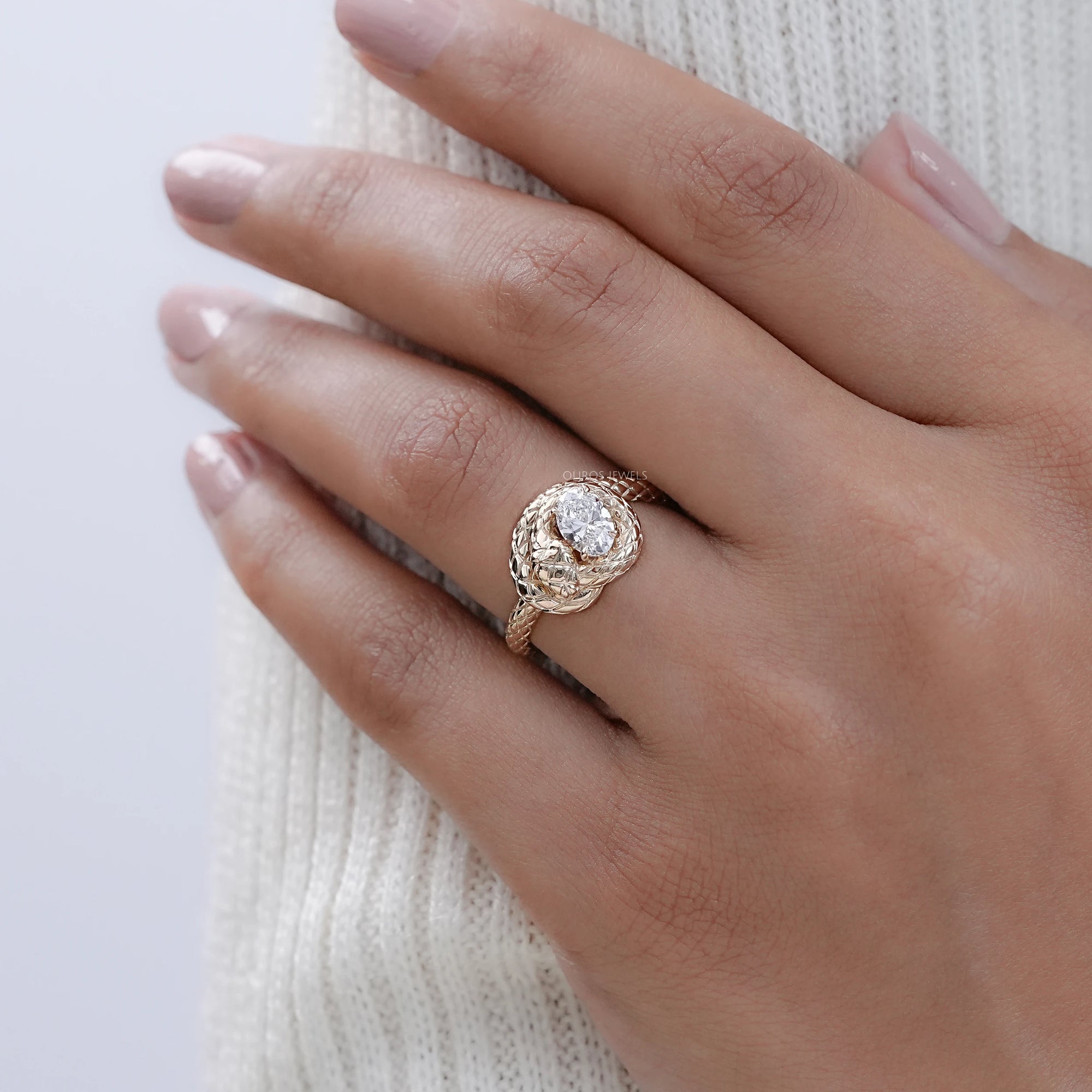 Snake Shaped Lab Diamond Anniversary Ring Rings