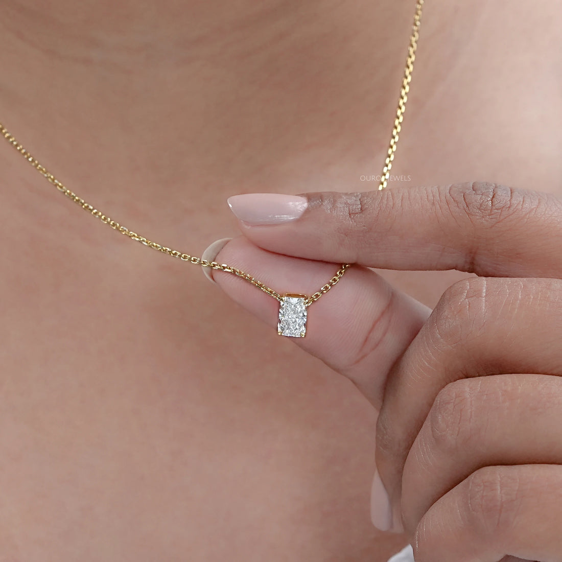 Radiant Lab Grown Diamond Solitaire Pendant Necklaces