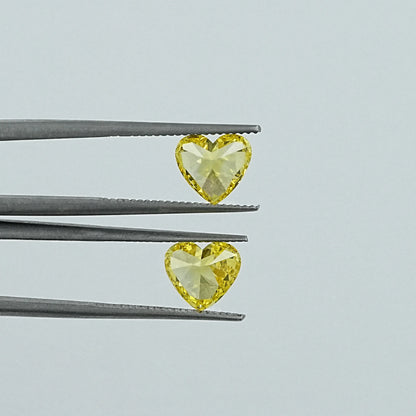 Yellow Heart Lab Grown Diamond Matching Pair Loose