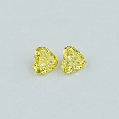 Yellow Heart Lab Grown Diamond Matching Pair Loose
