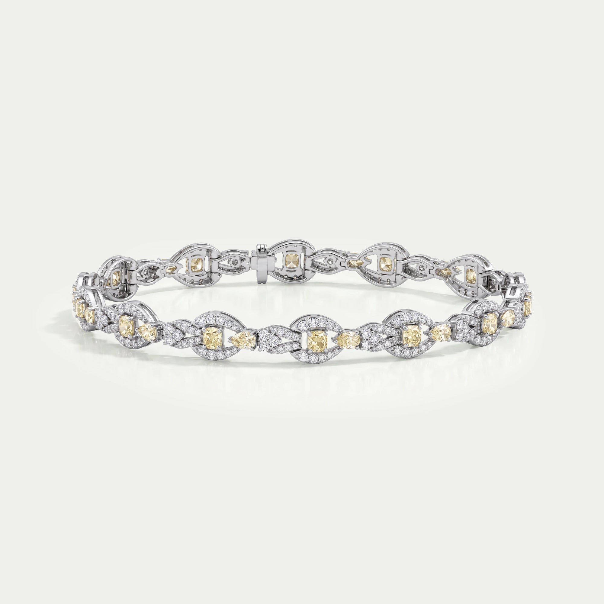 Yellow Cushion Cut Halo Tennis Bracelet