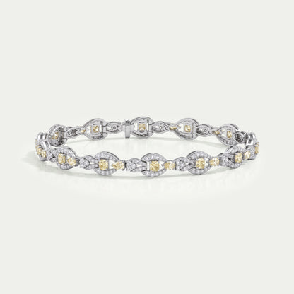 Yellow Cushion Cut Halo Tennis Bracelet