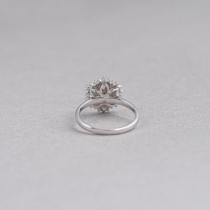 Yellow Pear Cut Floral Halo Diamond Ring Ring