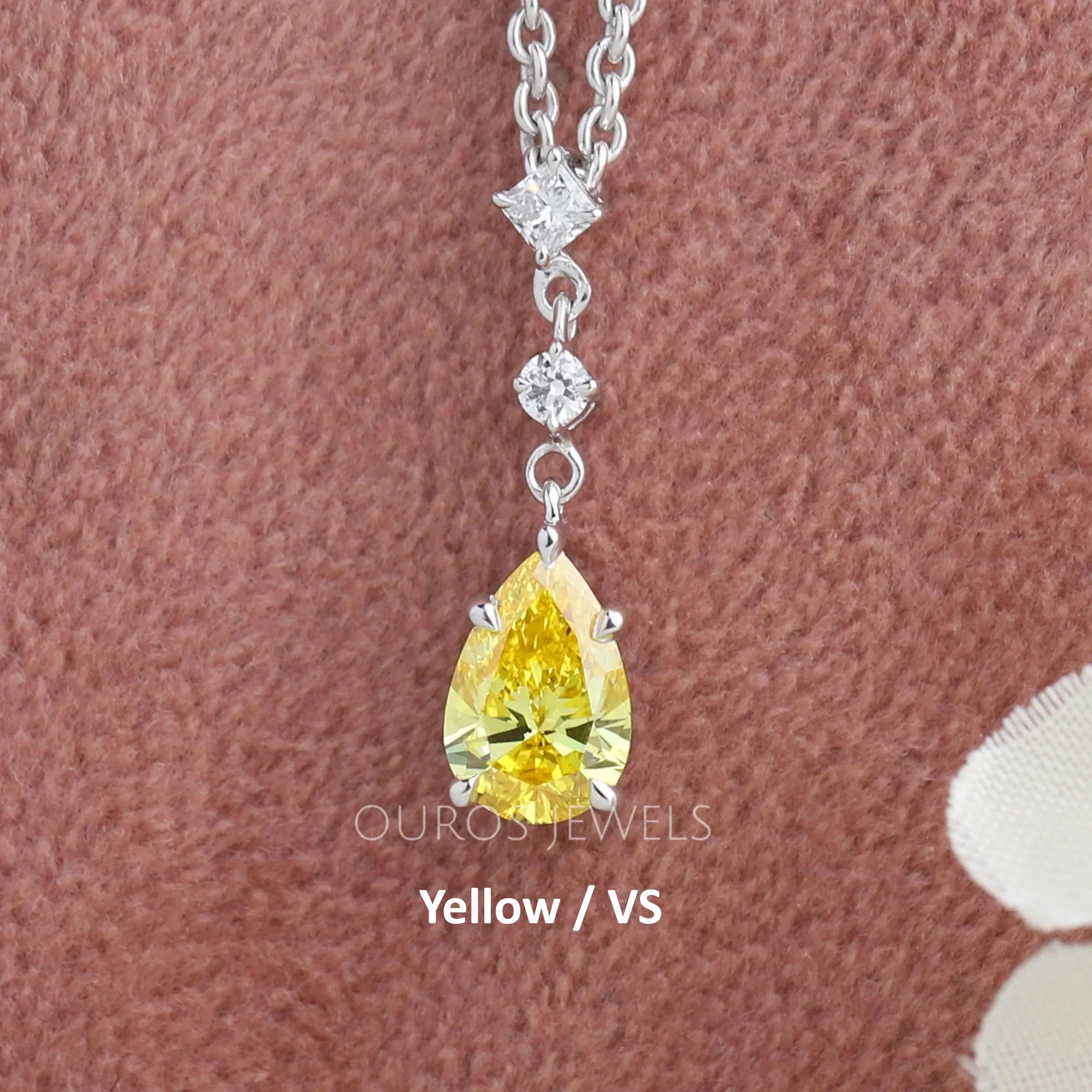Pear Shaped Three Stone Diamond Pendant