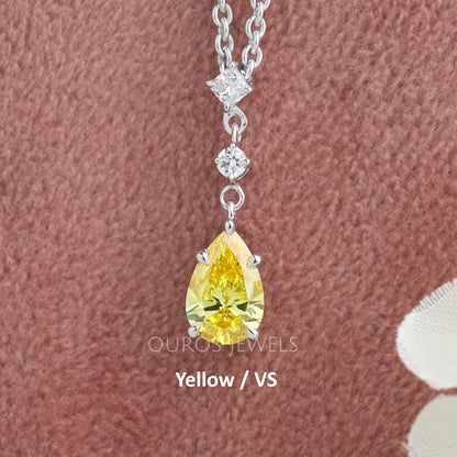 Pear Shaped Three Stone Diamond Pendant