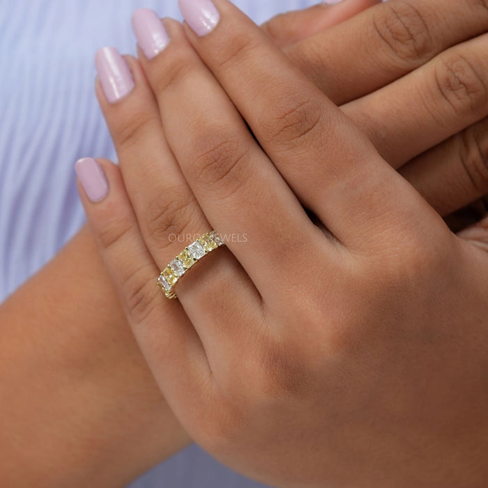 Yellow Radiant Cut Lab Diamond Eternity Band