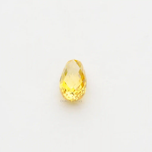 top view of 1.80 carat yellow briolette cut lab grown loose diamond