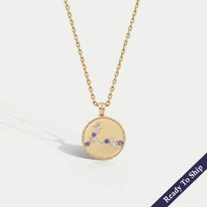 Pisces Zodiac Sign Sapphire Purple Gemstone Pendant