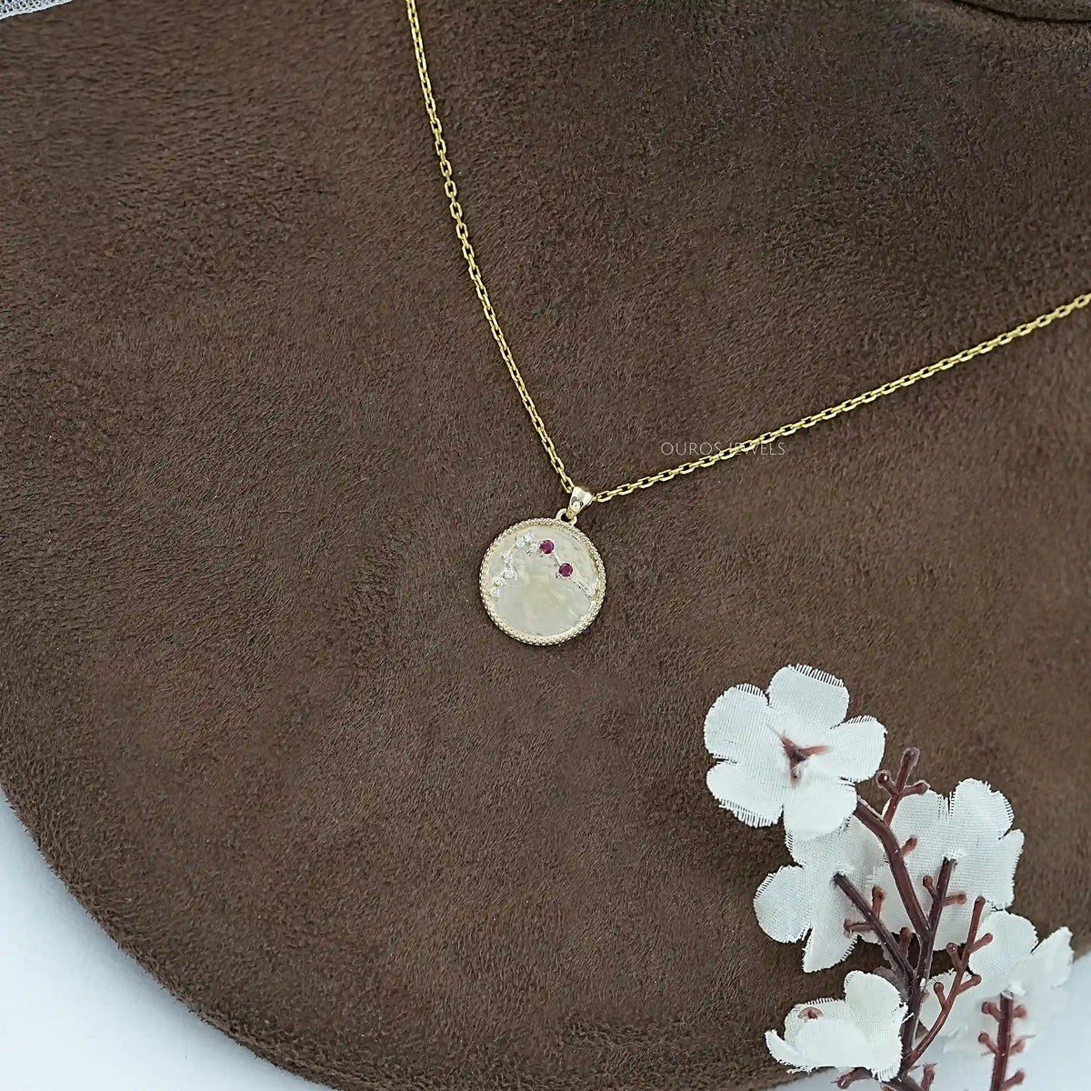 Aquarius Zodiac Ruby Gemstone Pendant