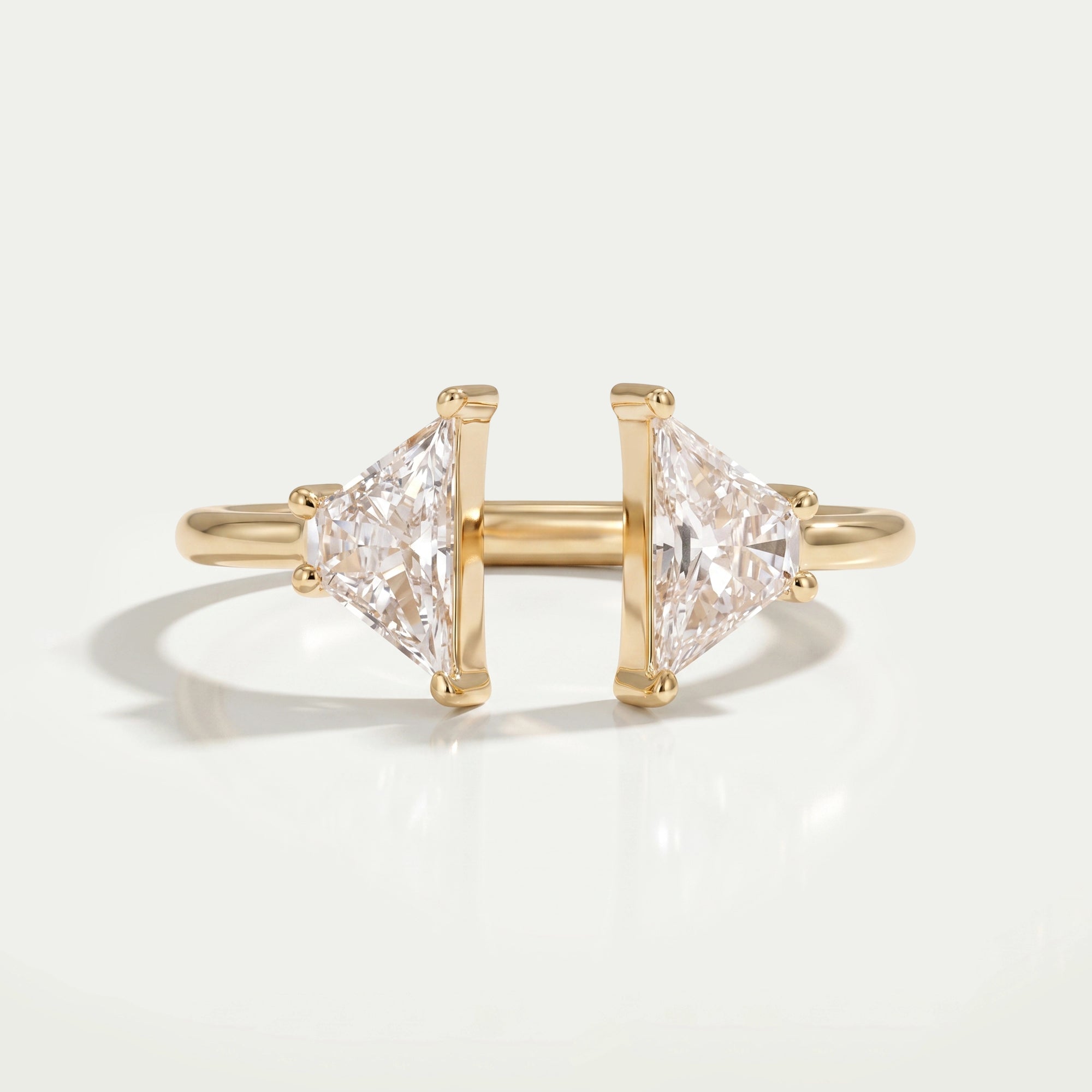 Antique Shape Trapezoid Cut Two Stone Open Cuff Ring Rings