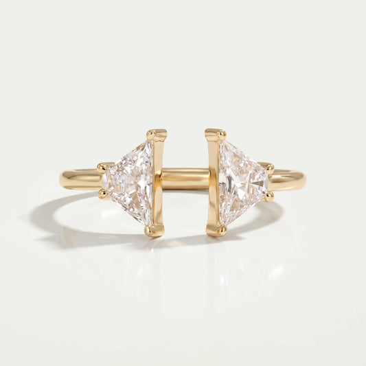 Antique Shape Trapezoid Cut Two Stone Open Cuff Ring Rings