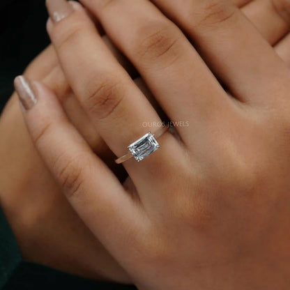 East West Criss Cut Lab Diamond Solitaire Ring
