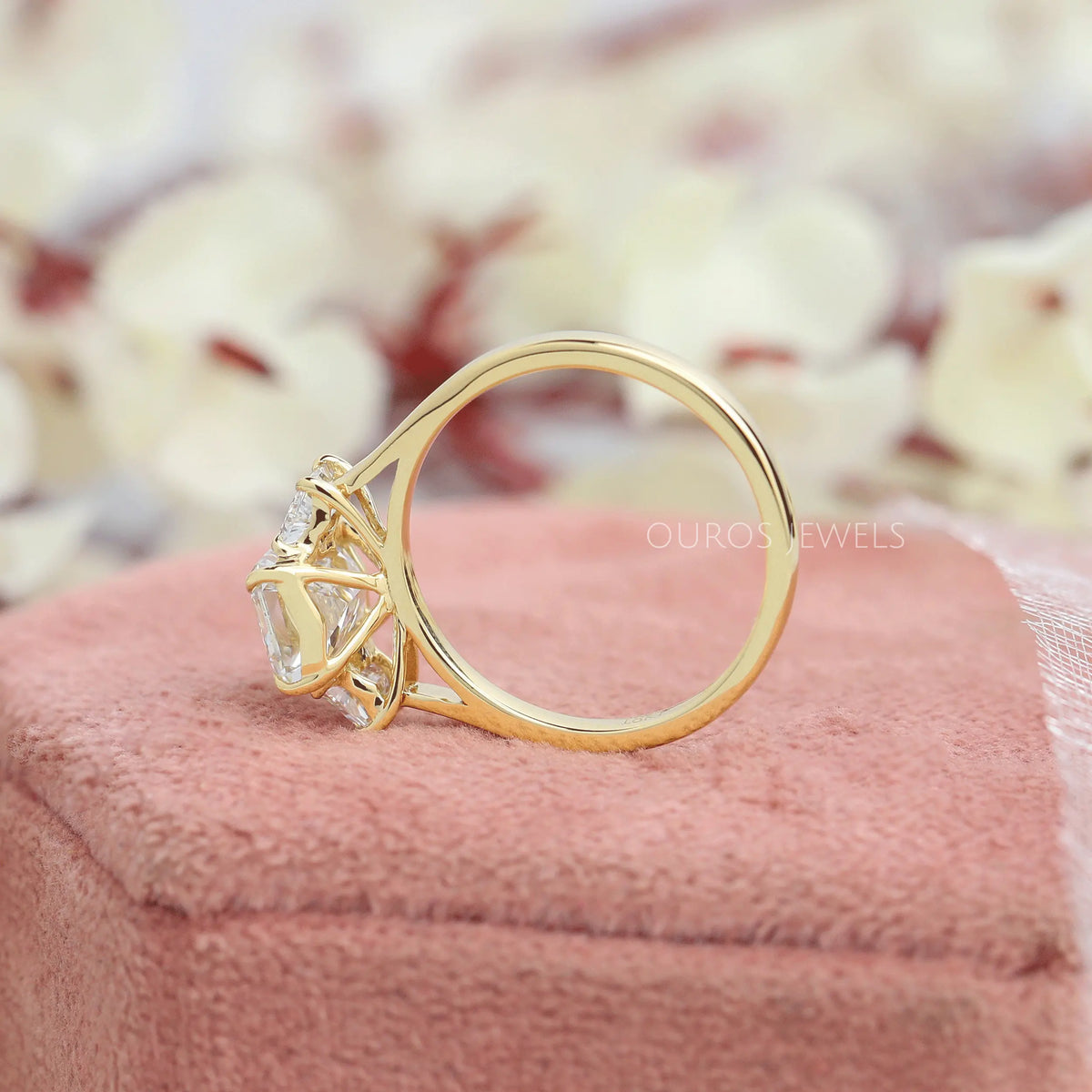 3 Stone Emerald Cut Lab Diamond Engagement Ring Ring