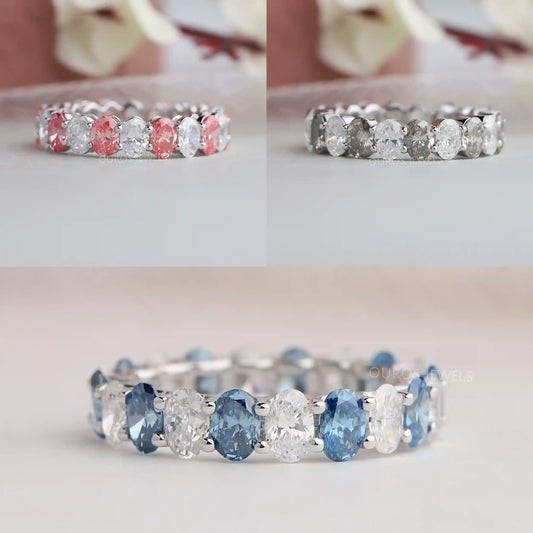 Oval Cut Lab Grown Diamond Full Eternity Wedding Band Ring